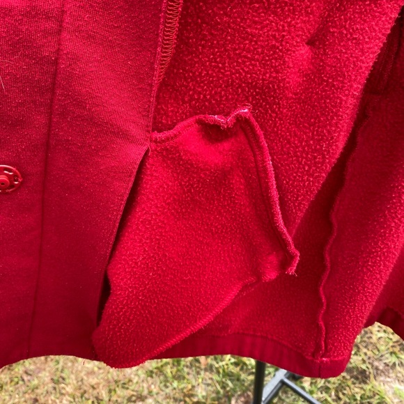 Red pea coat Lg. Cotton polyester & machine washable. - Picture 7 of 8